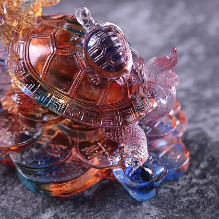 Buddha Stones風水 龍 亀 コイン 手作り 琉璃 クリスタル 幸運 アートピース ホームオフィス 装飾 - image 12