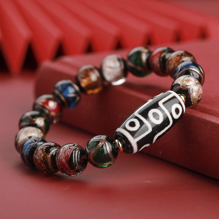 Buddha Stonesチベット九眼珠三眼珠琉璃ガラス玉富のブレスレット