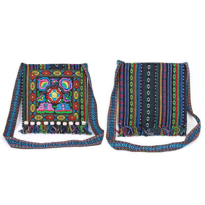 Buddha Stonesチベットのハンドメイド刺繍カメリアキャンバスショルダーバッグクロスボディバッグ