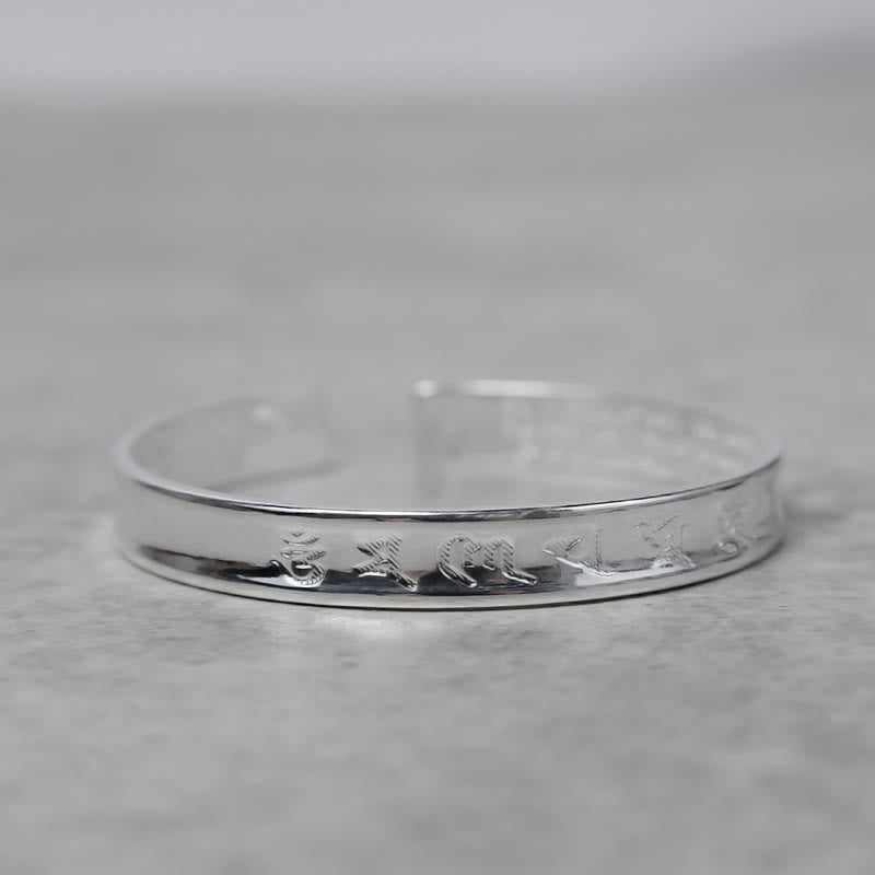 Buddha Stonesチベットマントラ白銅ブレスレット - 12mm（手首周り：15～17cm） - マントラ透明彫刻 - image 5