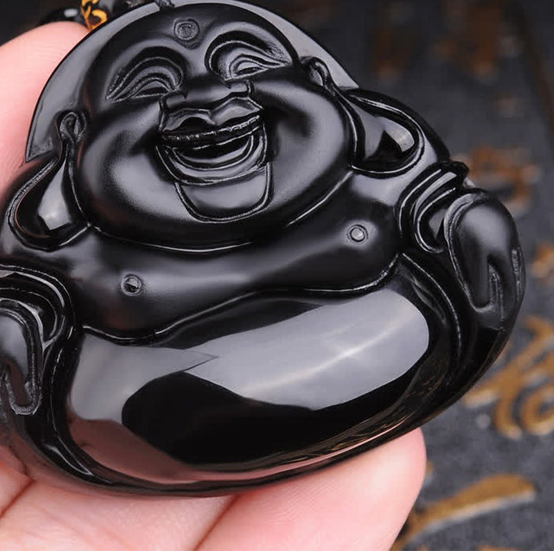 Buddha Stones笑う仏陀 ブラックオブシディアン 変身ペンダントネックレス - image 4