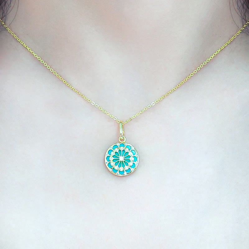 Buddha Stones925スターリングシルバー ラウンドターコイズ ジルコン 保護力 ネックレスペンダント