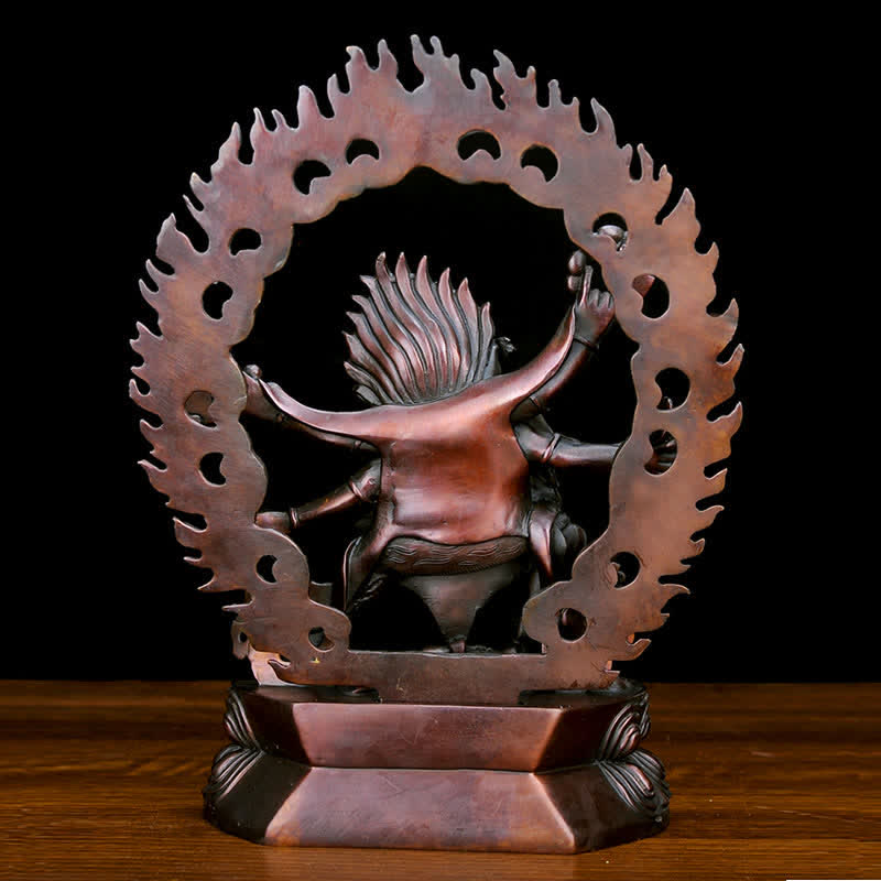 チベットのマハーカーラ菩薩像慈悲の銅像装飾 - image 8