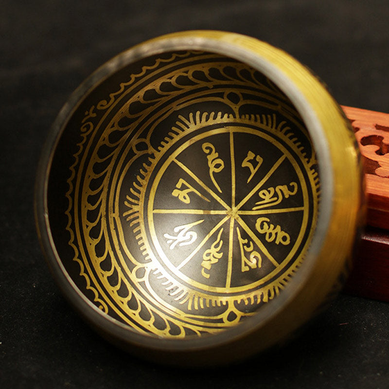 Buddha Stonesチベット瞑想サウンドボウル手作りヒーリングとマインドフルネスサポート保護シンギングボウルセット