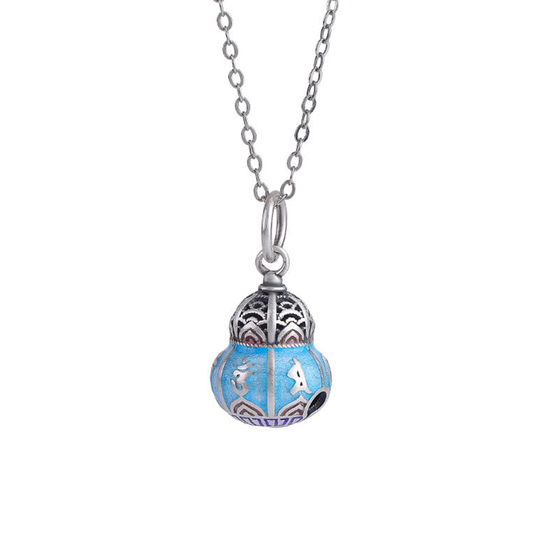 Buddha Stones999スターリングシルバーOm Mani Padme Hum彫刻入り ひょうたんデザイン 知恵のネックレスペンダント