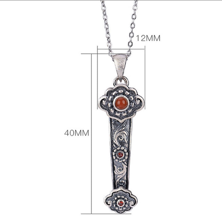 Buddha Stones925 スターリングシルバー 赤瑪瑙 青翡翠 吉兆雲如意柄 祝福ネックレスペンダント