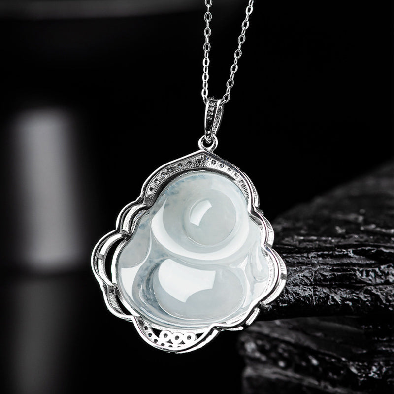 Buddha Stones925スターリングシルバー 笑う仏陀 天然翡翠 豊穣のネックレスペンダント - image 7