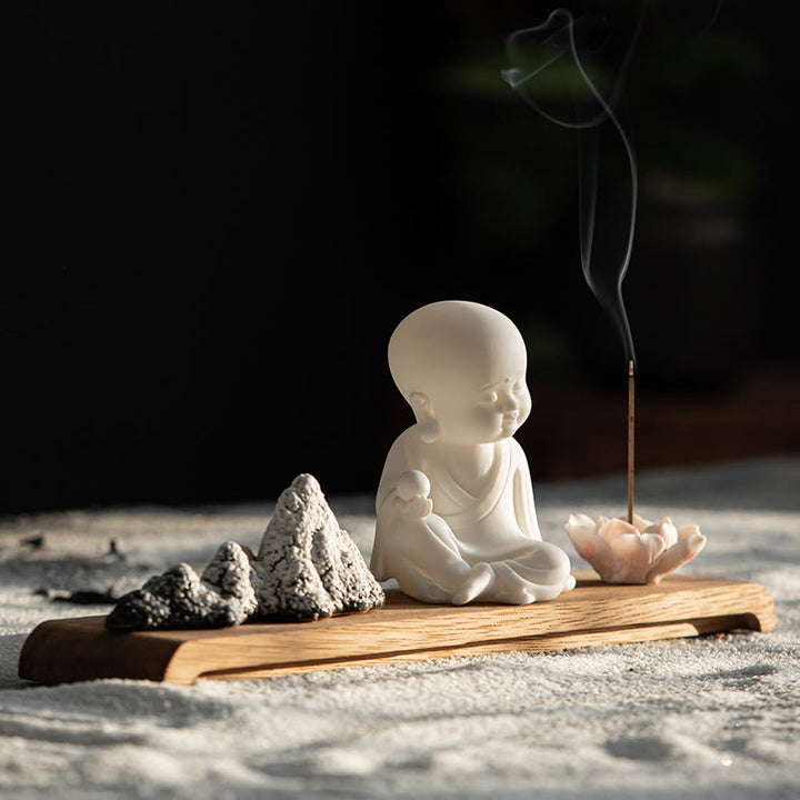 Buddha Stones蓮の花 如来 観音 観音 地蔵菩薩 瞑想 陶器 スティック 香炉 装飾