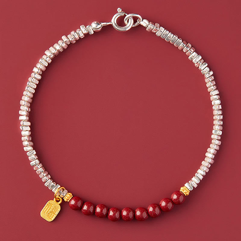 Buddha Stones925 スターリングシルバー 辰砂 フーキャラクター 祝福ブレスレット