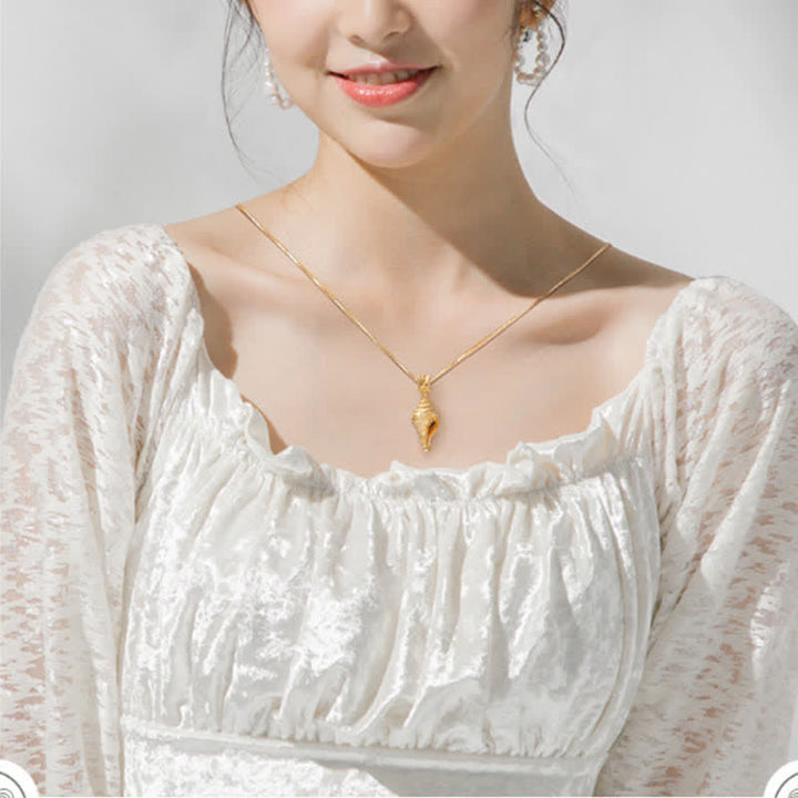 Buddha Stones999 スターリングシルバー シャンカ コンクシェル 貝殻 ラッキーネックレス ペンダント