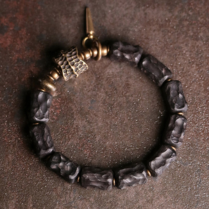 Buddha Stones黒檀 銅 バランス 守護 カップル ブレスレット