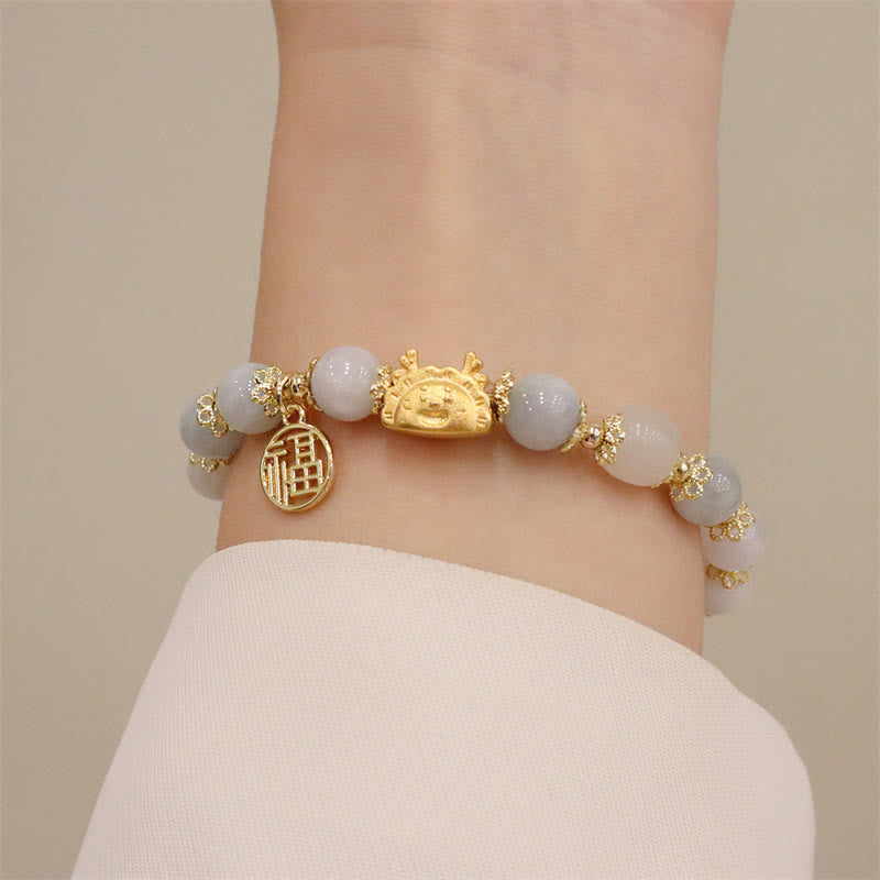 Buddha Stones赤瑪瑙 ストロベリークォーツ 黒曜石 翡翠 ガーネット 真珠 辰砂 団子型 龍 幸運 福 キャラクター ブレスレット - image 22