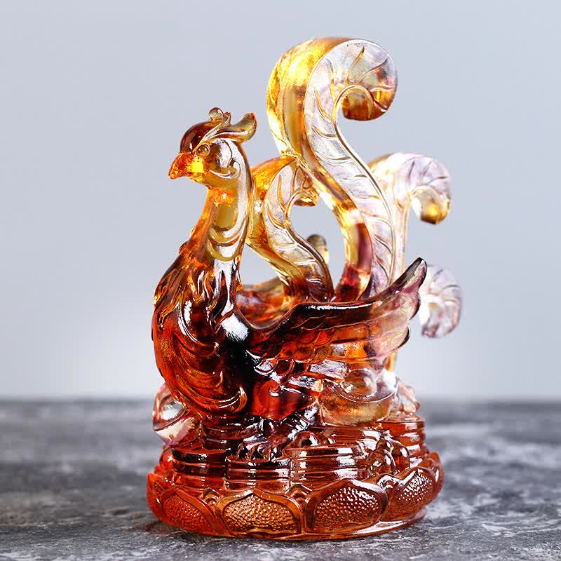 Buddha Stones風水 四大シンボル 青龍 ハンドメイド 琉璃クリスタルアート作品 ホームオフィス装飾 - 朱雀 - image 9