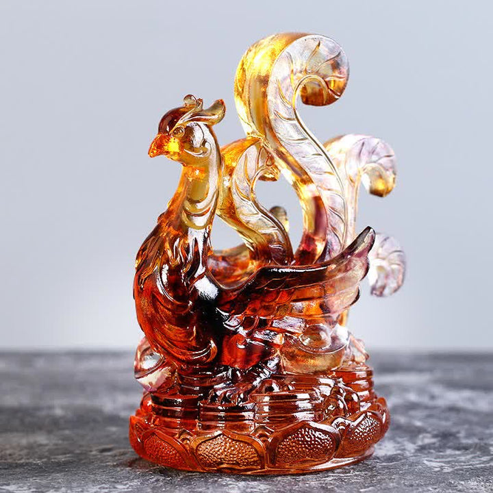 Buddha Stones風水 四大シンボル 青龍 ハンドメイド 琉璃クリスタルアート作品 ホームオフィス装飾 - 朱雀 - image 9