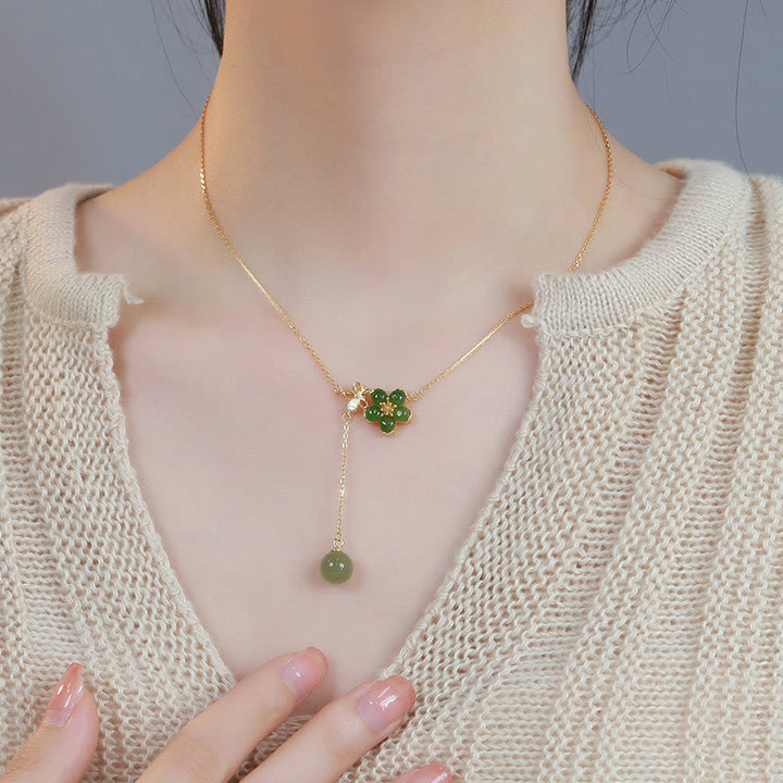 Buddha Stones925スターリングシルバー和田シアン翡翠梅花デザイン幸運ネックレスペンダント