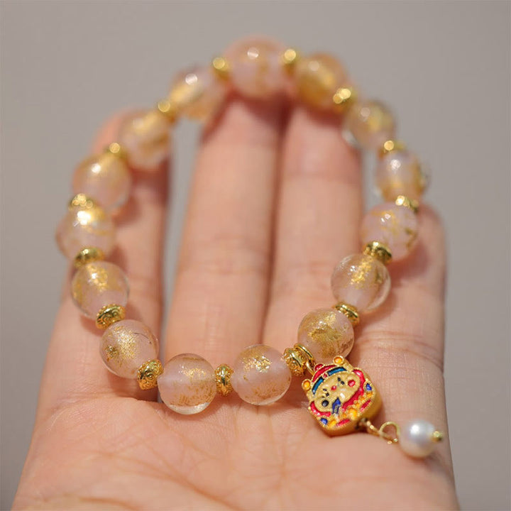 Buddha Stonesひょうたん、富の神、お守り、幸運、琉璃、ガラスビーズ、お香、灰、磁器ビーズブレスレット