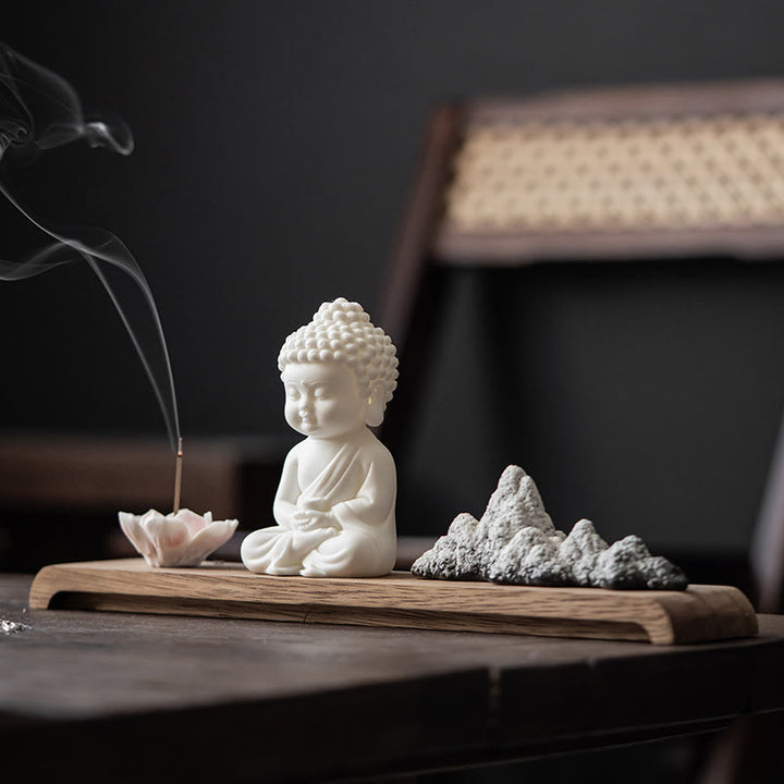 Buddha Stones蓮の花 如来 観音 観音 地蔵菩薩 瞑想 陶器 スティック 香炉 装飾