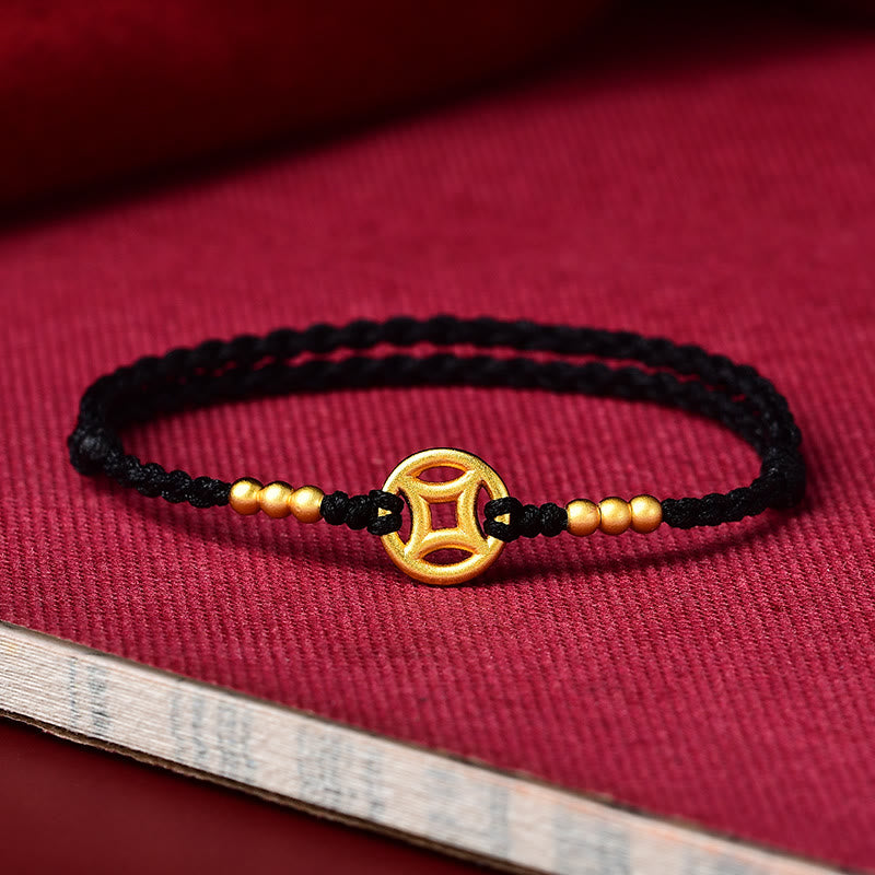 Buddha Stones銅貨の強さ編み紐ブレスレットアンクレット