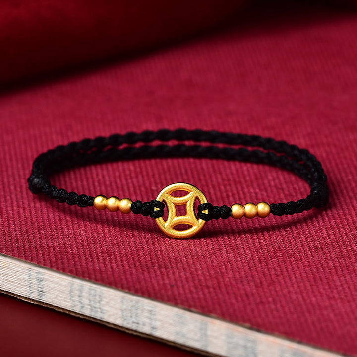 Buddha Stones銅貨の強さ編み紐ブレスレットアンクレット