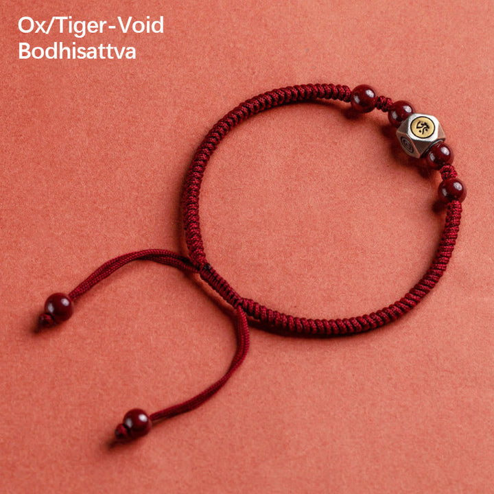 Buddha Stones925スターリングシルバー十二支誕生仏辰砂 カームブレスレット - 牛虎虚空菩薩 - レッド(手首周り14～18cm) - image 7