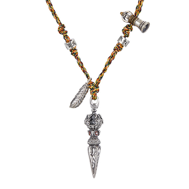 Buddha Stonesチベット ハンドメイド 925 スターリングシルバー ドルジェ ヴァジュラオーム・マニ・パドメ・フムフェザー ストレングス ネックレス ペンダント - image 9