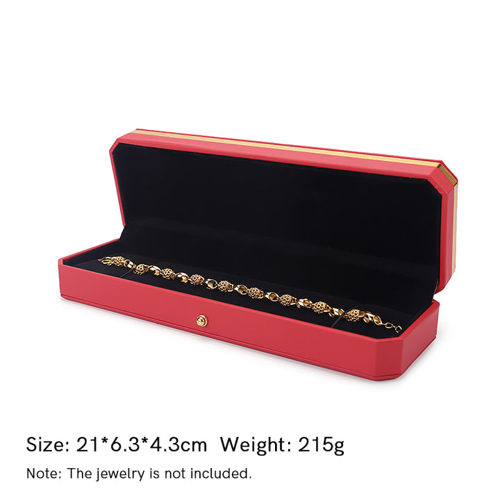 Buddha Stonesジュエリー収納ボックス PUレザーギフトボックス - 赤 - チェーンボックス（21×6.3×4.3cm） - image 22