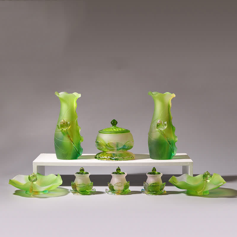 風水蓮手作りLiuliクリスタルアートピースホームオフィスの装飾品