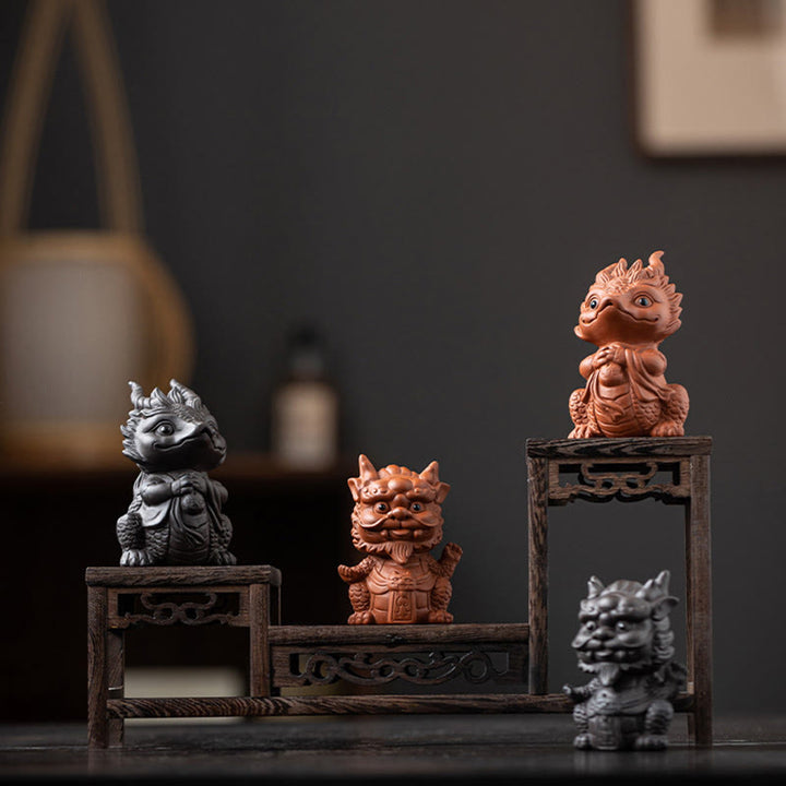 Buddha Stones幸運 龍 富 茶 ペット 紫 粘土 置物 装飾 - image 1