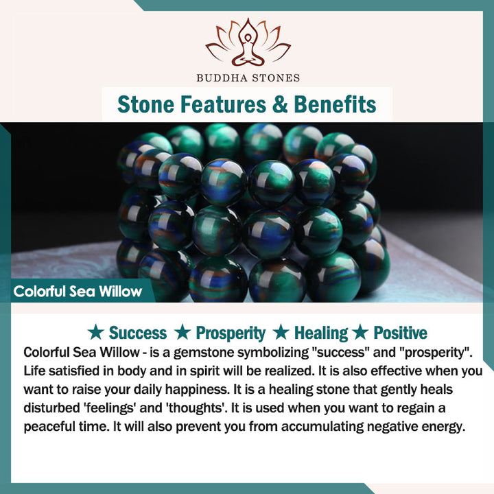 Buddha Stonesカラフル シーウィローMalaポジティブ ブレスレット リング