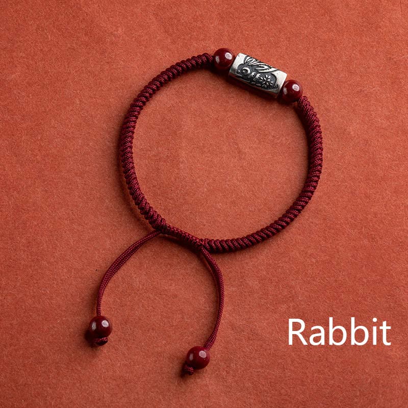 Buddha Stones925スターリングシルバー 12星座 辰砂 ストリングブレスレット