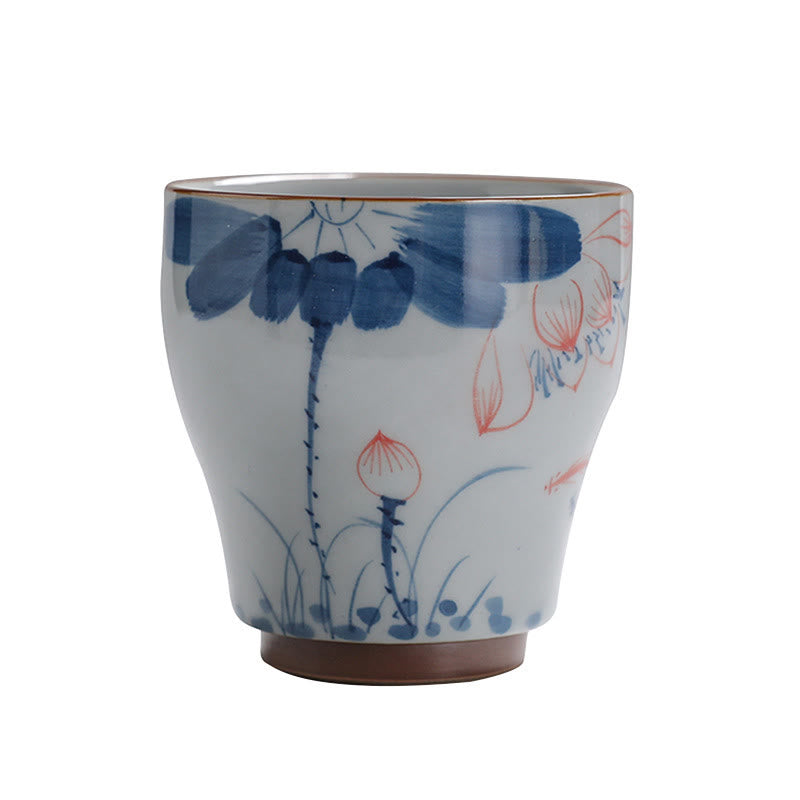 Buddha Stones、蓮の花の葉、竹製陶器のティーカップ、カンフーティーカップ