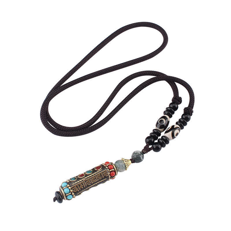 Buddha Stonesチベットオーム・マニ・パドメ・フムビーズウェンジウッドネックレスペンダント - image 13
