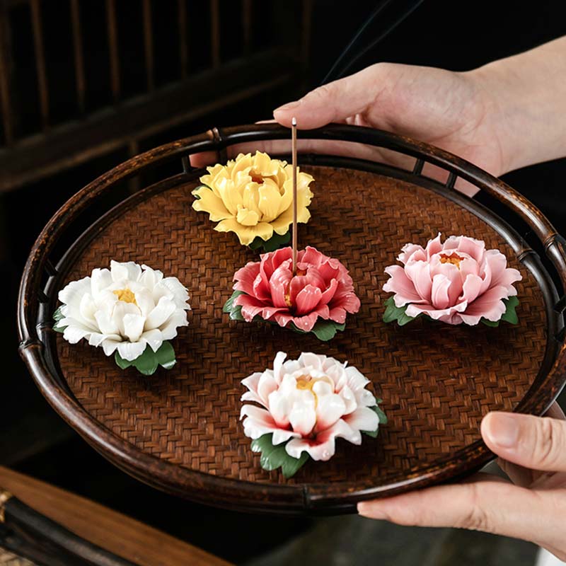 Buddha Stonesチベット蓮の祝福 陶器スティック香炉装飾