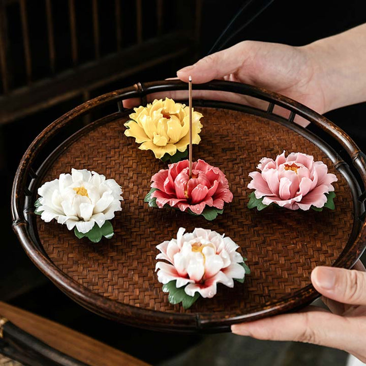 Buddha Stonesチベット蓮の祝福 陶器スティック香炉装飾
