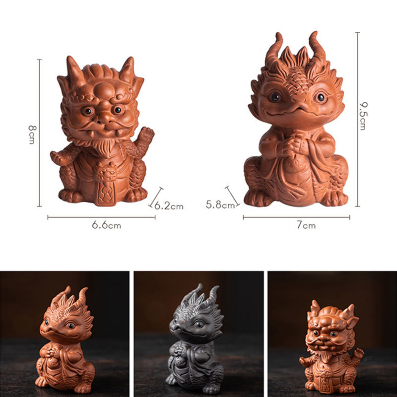 Buddha Stones幸運 龍 富 茶 ペット 紫 粘土 置物 装飾 - image 19