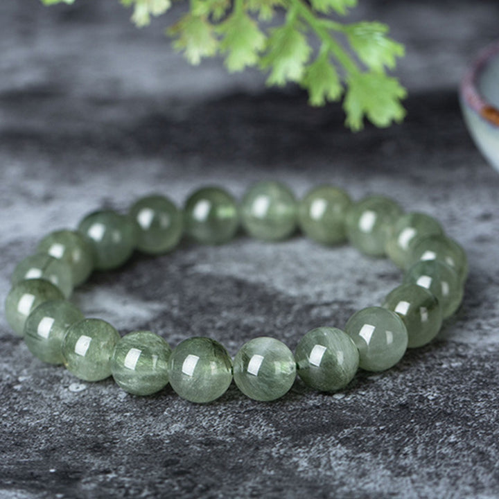 Buddha Stones天然グリーンクリスタル 祝福 富のブレスレット