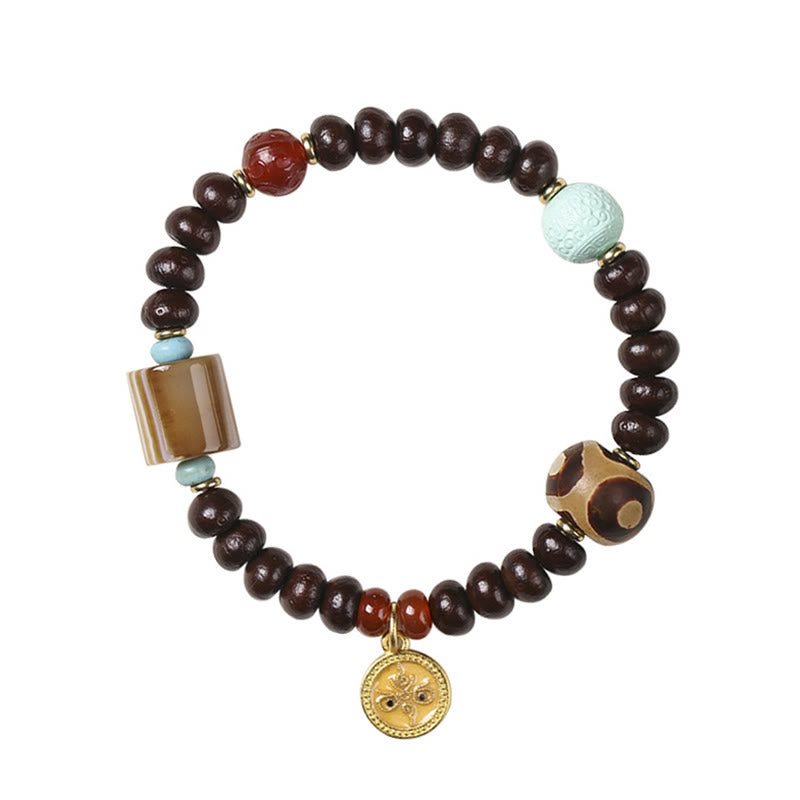 Buddha Stones天然チベット紫菩提樹シードビーズ 富の神 知恵のブレスレット