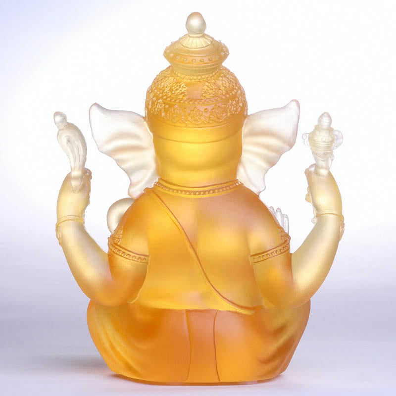 Buddha Stones手作り ガネーシャ ガンパティ 象の置物 リュウリ クリスタル アートピース 守護像 家の装飾