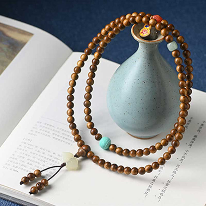 Buddha Stonesチベットローズウッド 保護 静寂 ブレスレットMala