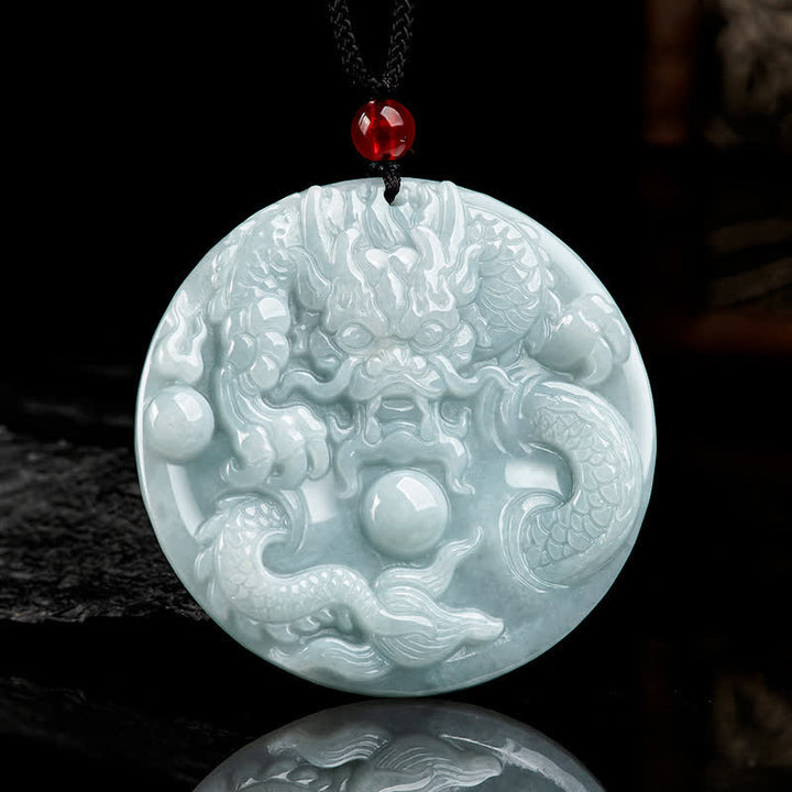 ❗❗❗フラッシュセール -Buddha Stones、中国の十二支、龍、翡翠、成功のお守り、紐ネックレス - 翡翠（豊かさ♥豊穣） - image 1
