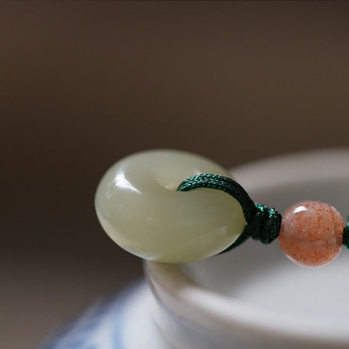 Buddha Stones天然丸玉平和のお守りチャーム蓮の豊かさ ストリングネックレスペンダント - image 3