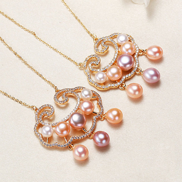 Buddha Stones18Kゴールドメッキ 天然真珠 中国ロックチャーム 誠実ネックレスペンダント