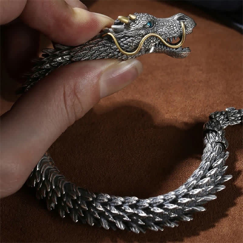 Buddha Stones北欧 ドラゴン ハンドメイド お守り 幸運 保護 チェーン ブレスレット