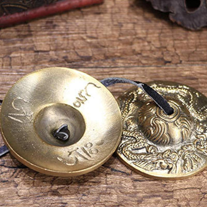 Buddha Stonesチベット ティンシャベル 六つの真実の言葉 龍 銅製 バランス装飾 バッグ付き - image 17