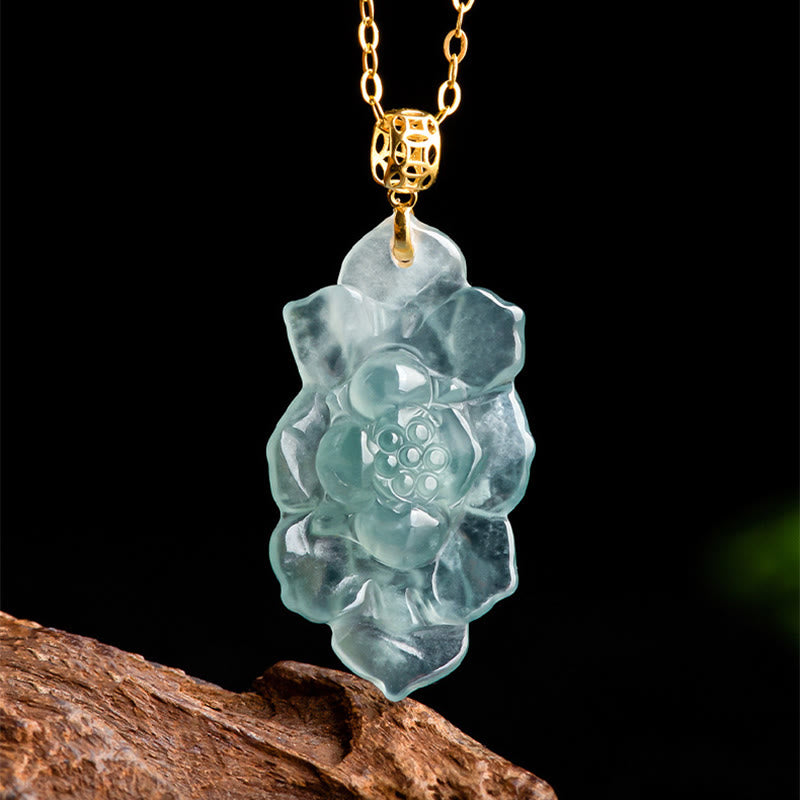 Buddha Stones18Kゴールド 天然翡翠 蓮模様 繁栄のネックレスペンダント - image 7