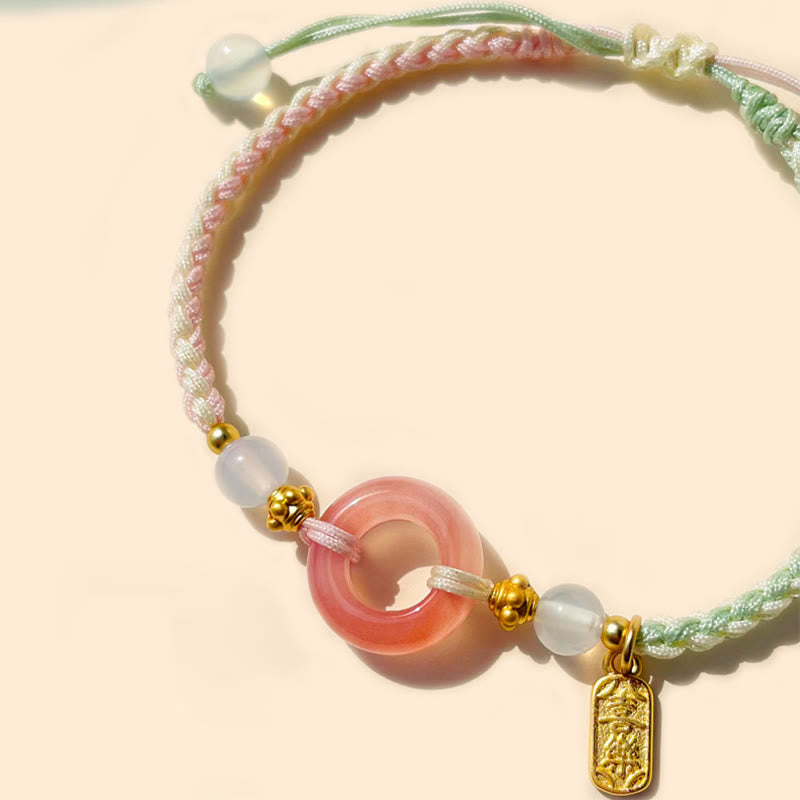 Buddha Stones平和と喜び 瑪瑙 平和バックル 縁起の良い手作り編みブレスレット