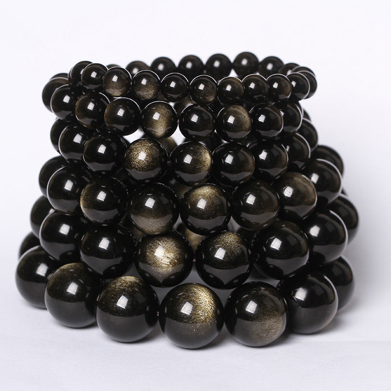 Buddha Stonesチベット黒曜石浄化ブレスレット