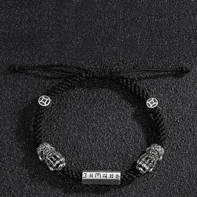 Buddha Stonesダブル貔貅 風水 銅貨オーム・マニ・パドメ・フム紐ブレスレット - image 5