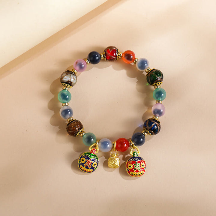 Buddha Stonesカラフル キャンディ瑪瑙 金 呑み込み獣 家族 柳 ガラス ビーズ 強さ ブレスレット
