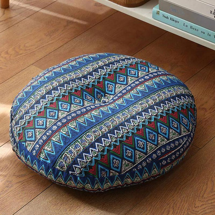 Buddha Stones 蓮のシンプルな模様のリネン製瞑想用座布団 ホームリビングルーム装飾 - 取り外し可能 - 約40cm×10cm（多少の誤差が生じる場合があります） - スチールブルー - image 22